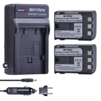 Batmax 2Pc NB-2LH NB 2L NB2L Battery+Wall Charger Kit for Canon BP 2LH 2L5,DC310 DC320 DC330 DC410 DC420 HV20 HG10 EOS 350D 400D