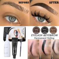 Professional Waterproof Eyelash Eyebrow Dye Tint Gel Eye Brow Mascara Cream Eye Brow Mascara Cream Brush Kit