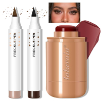 Pocket Cream Blush Makeup & Freckle Pen 2 Colors Set Waterproof Face Blush Stick Buildable Natural M