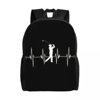 Golf Player Heartbeat Backpacks for Girls Boys Golfer Golfing College School Travel Bags Men Women Bookbag Fits 15 Inch Laptop