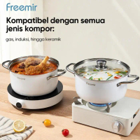 [Brand] Freemir Panci Kukus 2 Susun 24 Cm Kukusan Panci Stainless Steel Wajan Anti Lengket Anti Kara