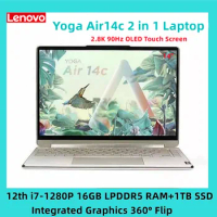 Lenovo Yoga Air14c 2022 Laptop 12th Intel Core i7-1280P Windows 11 16GB RAM 1TB/2TB SSD OLED Touch Screen 2 in 1 Flip NoteBook
