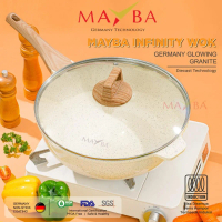 (TRENDNOW) MAYBA WOK 30 CM GERMANY INFINITY Ice Cream | Panci penggorengan Glowing granite marble pa
