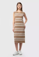 et cetera Sleeveless Stripes Knit Midi Dress Khaki