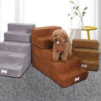 3 Layers Pet Dog Stairs Step Flannel Foldable Detachable Pet Climbing Ladder Assembly Removable Sofa Bed Dog Stairs Steps