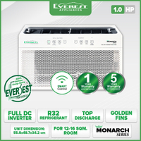 EVEREST 1.0 HP Inverter Window Type Aircon/ Full Dc/ Wifi Function/ Filter/ Remote Control/12-16 sqm
