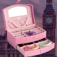 首飾盒 公主歐式韓國飾品盒收納盒珠寶耳釘盒兒童可愛絨布耳環手錶