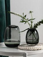 玻璃圓潤花瓶工藝擺件裝飾厚重工藝品水培簡約插花花瓶日式裝飾