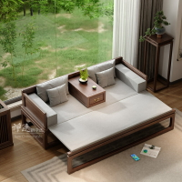 家具 新中式羅漢床老榆木推拉伸縮實木沙發小戶型家具組合黑桃貴妃榻