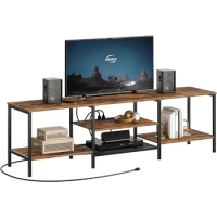 Coffee Table for Television Stands TV Console Table With Open Storage Shelves Cabinet TV Stand With Power Outlets to 75 Inches