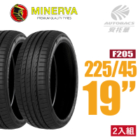 【MINERVA】F205 米納瓦低噪排水運動操控轎車輪胎 二入組 225/45/19(安托華)