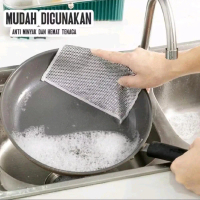 Js 10pc Kain Lap Dapur Kawat Jaring Halus Cuci Panci Piring sendok alat masak serbaguna