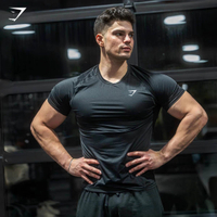 Gymshark Quick-Dry Compression Shirt Elastic Short Sleeve Sports Fitness Training Men T The shirt ha