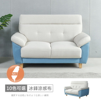 台灣製歐若拉雙色二人座中鋼彈簧冰鋒涼感布沙發 可選色/可訂製/免組裝/免運費/沙發