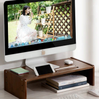 Computer monitor screen, elevated desktop storage, desktop base office