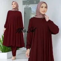 Baju Nira Long Tunik One Set Wanita MARON