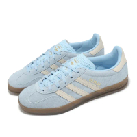 【adidas 愛迪達】休閒鞋 Gazelle Indoor W 女鞋 寶寶藍 白 焦糖底 麂皮 德訓鞋 附緞帶 愛迪達(JI2717)