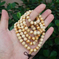 8mm Natural Aromatic Sandalwood Thuja Sutchuenensis 108 Mala Beads Yabai Wooden Mala Loose Beads,Meditation Prayer Japa Beads