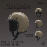 Helm Lugo Streijder Slim Head SNI Slimhead Retro Classic List Kulit Nyaman Strijder-SandKhaki