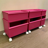 塑料玫紅收納盒折疊帶輪整理盒儲物箱雙層玩具收納箱大號收納箱