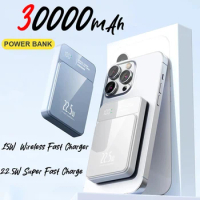 30000mah Magnetic Power Bank Magsafe Wireless Powerbank Super Fast Charging For Iphone 15 14 13 Xiaomi Portable External Battery