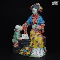 Boneka Shiwan master karakter kuno halus mimpi mantel merah kecantikan dua belas kerajinan ornamen keramik Lee