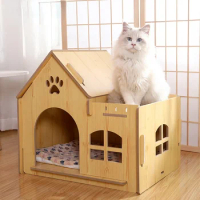 Removable wooden cat House Dog House Pet Dog House with Window Outdoor cabin Indoor outdoor High quality villa cat supplies