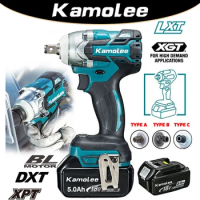 Kamolee Tool DTW285 2 IN 1 520N.m High Torque Brushless Electric Impact Wrench 1/2 &amp; 1/4 Inch Compatible With Makita 18V Battery