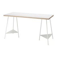 LAGKAPTEN/TILLSLAG 書桌/工作桌, 白色 碳黑色/白色, 140x60 公分