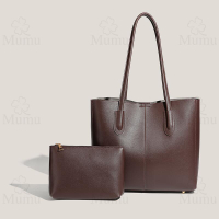 [High-end Mumu] quality leather 2in1 women tote bag Office shoulder malist bags for students 303