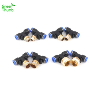 20pcs 8mm Pneumatic Tee Connector 1/8,1/4,3/8,1/2inch Male Thread Plastic Tee High Pressure Hose Fittings