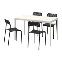 MELLTORP/ADDE 餐桌附4張餐椅, 白色/黑色