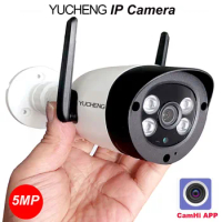 CamHi 5MP SONY IMX335 Humanoid Recognition Wireless IP Camera Outdoor IR Security Camera 128GB SD Card Speaker MIC WiFi Camera