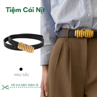 Thắt lưng nữ mặt nốt nhạc vàng to 2.3cm thời trang ĐV013- Dây lưng nịt mặt sọc da đẹp phong cách Hàn