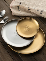 韓式304不銹鋼盤子食品級圓盤餐具創意餐盤家用碟子菜盤