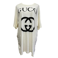 【GUCCI 古馳】GUCCI Logo Oversize 寬鬆 加長版 短袖 T恤 白色 539081 XS
