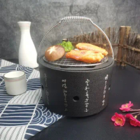 Japanese style round single person small charcoal bbq grills portable heating stove brazier commercial household table grill