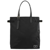 【BALLY】簡約品牌LOGO直式肩背托特包購物包(黑)