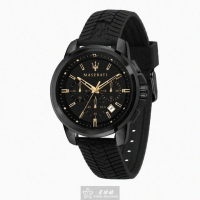 【MASERATI 瑪莎拉蒂】瑪莎拉蒂男錶型號R8871621011(黑色錶面黑錶殼深黑色矽膠錶帶款)