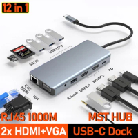 12 in 1 HDMI HUB USB-C DOCK For Huawei Samsung DEX station mobile phone thunderbolt MacBook Pro/Air Mac mini laptop accessories