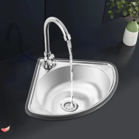 Single Triangle Wash Basin Corner Sink Small Bar Sink With Faucet Stainless Steel Wall Mounted Or Countertop Mounted