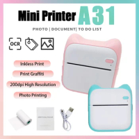 Mini Printer Bluetooth Pocket Thermal Printer Inkless Study Notes Self-adhesive Label Wireless Photo Printer
