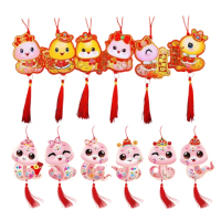 【六分埔禮品】可愛蛇生肖銀柳小吊飾6入混裝-多款任選(春節擺飾過年蛇年插花配件花盆裝飾佈置居家掛飾)