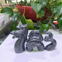 Natural Terahertz Splicing Dragon Crystal Powerful Animal Ornaments Statues Healing Home Decoration Gift 1pcs