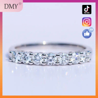 DMY Jewelry Seven stone ring |   DovEggs Real Moissanite Diamond Ring S925 silver plated with 18K go
