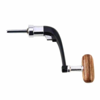 2Pcs Fishing Spinning Reel Handle Rocker Arm Solid Wood Handle Reel Replacement Power Handle Grip For Fishing Reel Small+Large
