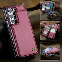 Folding Leather Wallet Case for Samsung Galaxy Z Fold 5 Fold4 Fold3 Fold5 Fold 3 4 Portable Card Slot Protective Cases