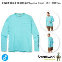 【速捷戶外】美國 Smartwool SW011533 男 Merino Sport 150 美麗諾羊毛塗鴉Tee(冰川藍),柔順,透氣,排汗, 抗UV