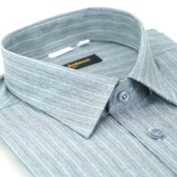 【金安德森】灰色條紋窄版長袖襯衫