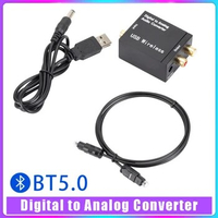 Digital to Analog Audio Converter Support Bluetooth 5.0 Optical Fiber Toslink Coaxial Signal to RCA R/L Audio Decoder SPDIF DAC